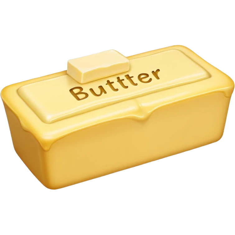Create an image with butter and text in front that says butter  emoji