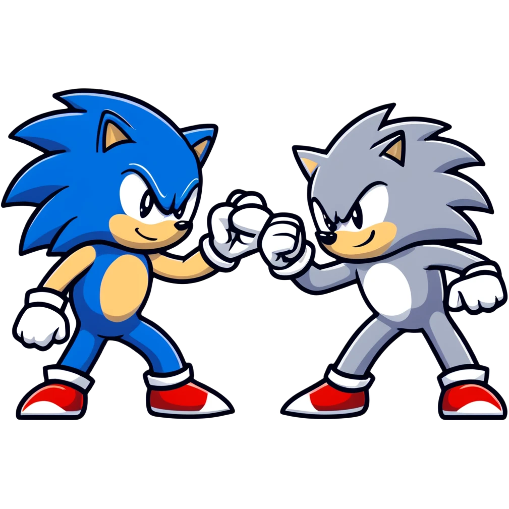 Sonic the Hedgehog and Silver the Hedgehog fist bumping emoji