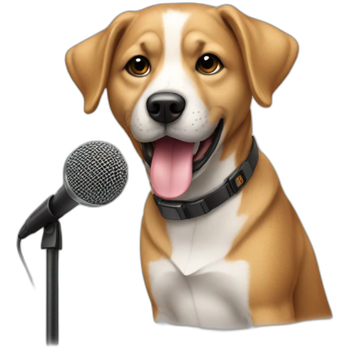 Chien avec microphone emoji