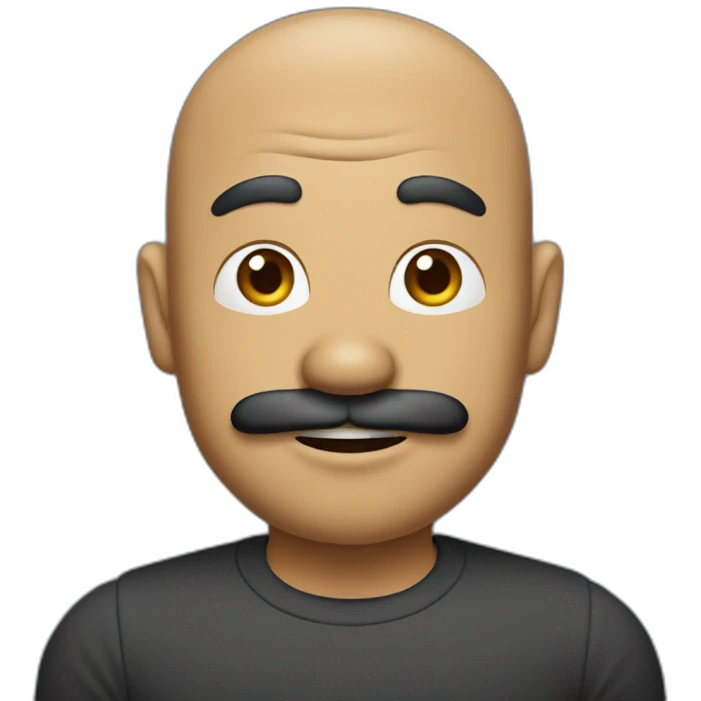 Balding Cambodian man with a Mario mustache wearing black emoji