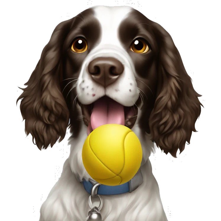 English springer spaniel playing fetch emoji