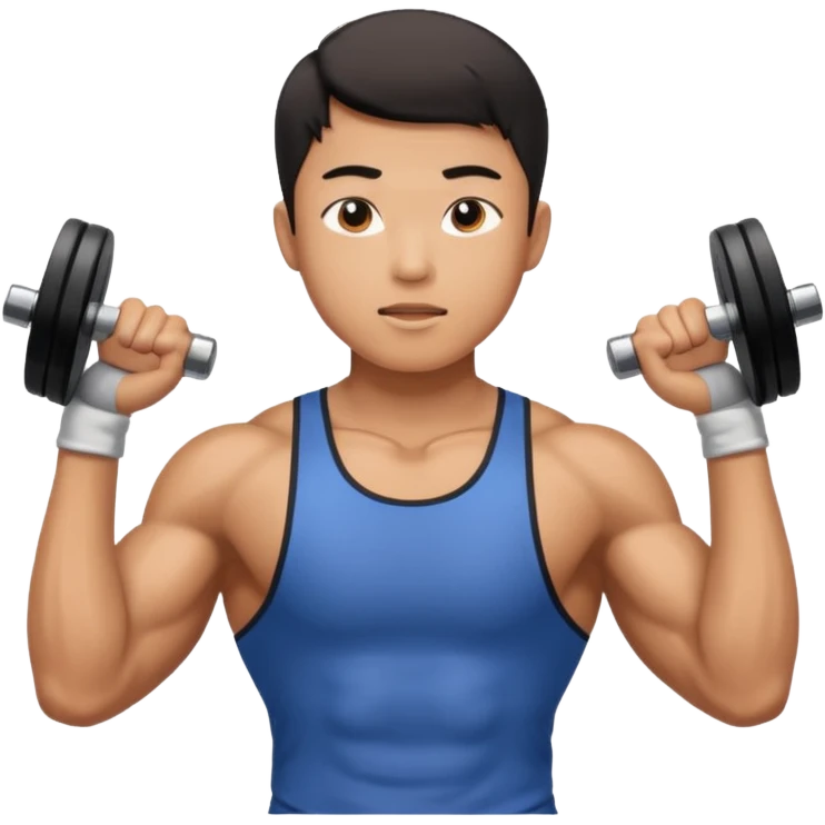 The young Asian guy is working out in gym emoji