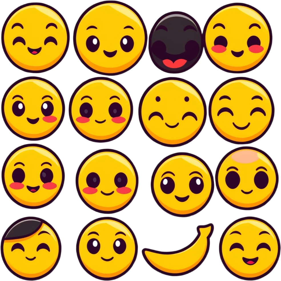 sticker style emoji combo of 5-8 pieces showing a progression of emotions: seduction, anticipation, passion, climax, and afterglow. Inspired by erotic 3D art and fan service. No text, no flags, no random animals. emoji