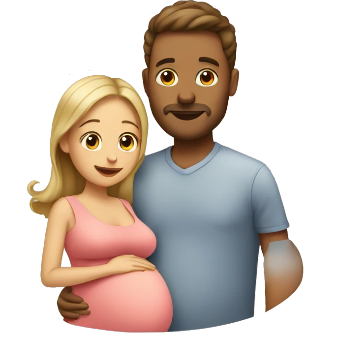 A pregnant woman with her husband  emoji
