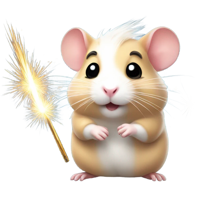 Christmas hamster with sparkler emoji