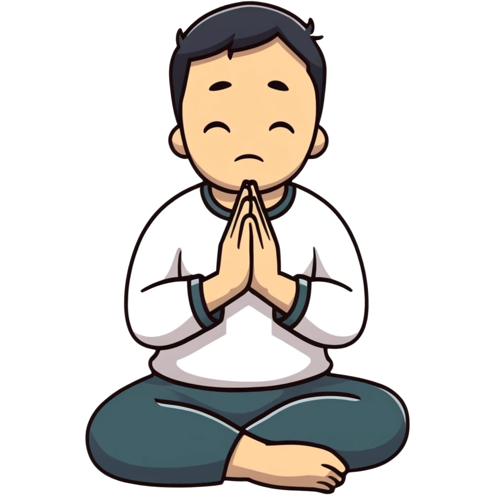 anxious man with hands clasped together in prayer position with worried expression emoji