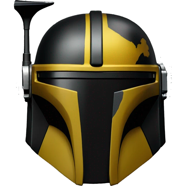Gloss black and yellow mandalorian helmet with one antenna emoji