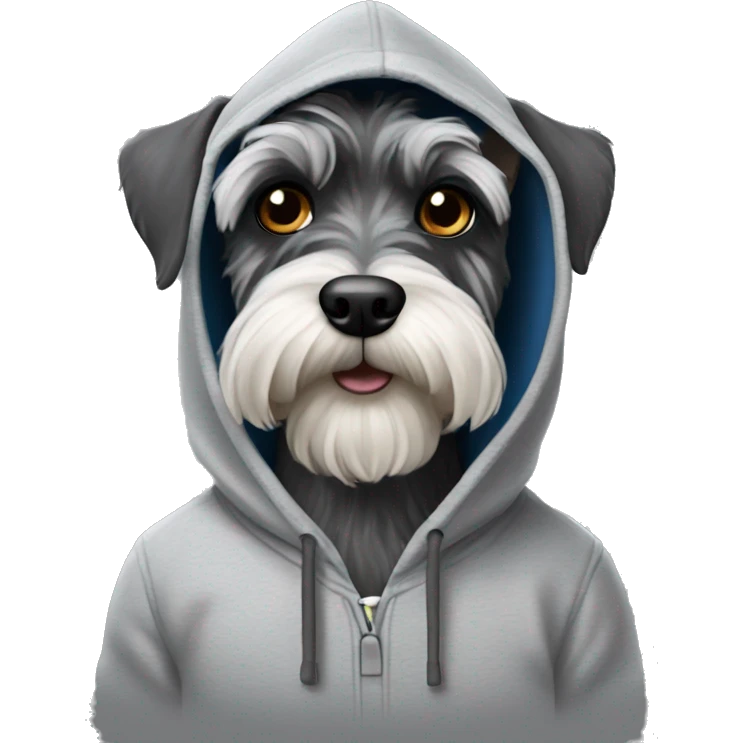 Schnauzer wearing a hoodie emoji