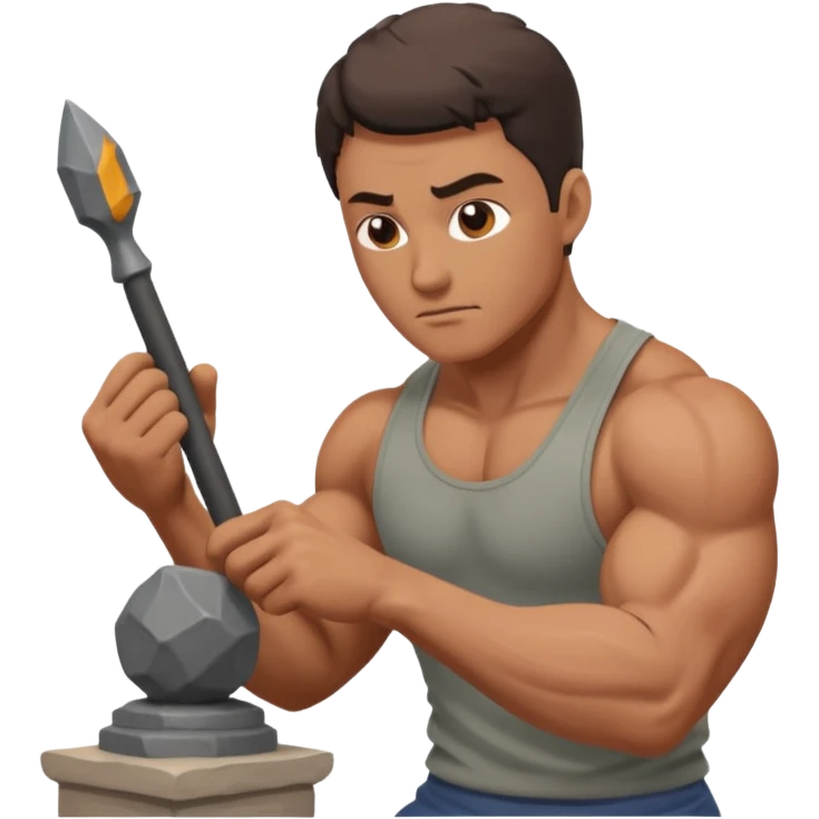 a sculptor during sculpting rock emoji