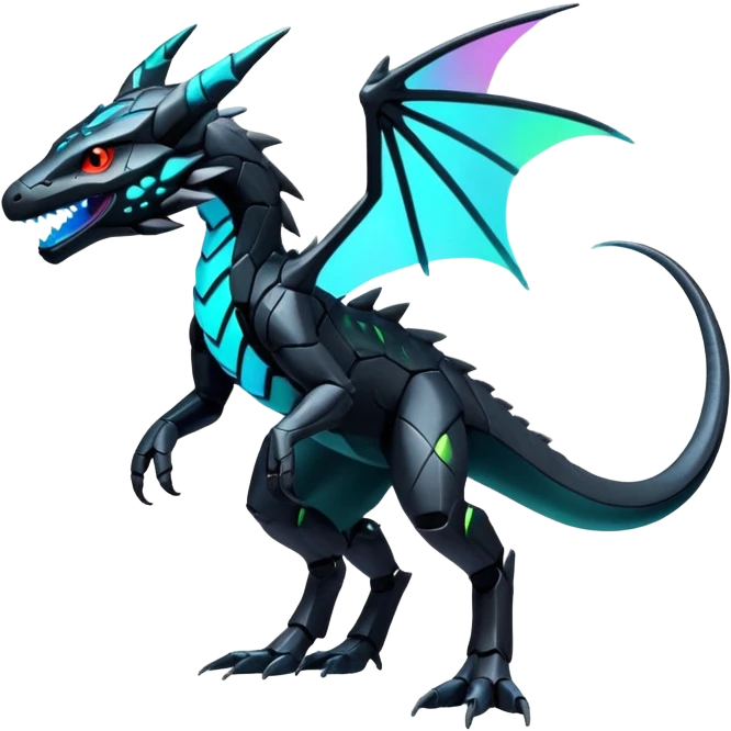 futuristic-colored neon-colored Fakémon-Trico-Kyurem-Salandit-creature (full body) emoji