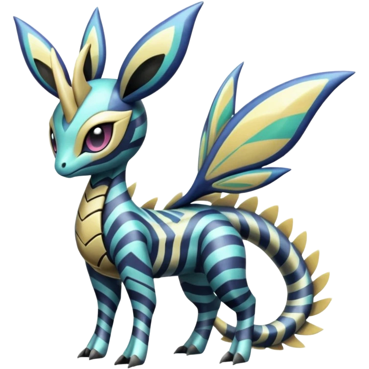 zig-zag-patterned tribal tropical hot spotted striped Meloetta-Dialga-Giratina-Noibat-Pokémon-Fakémon-fusion-hybrid-creature emoji