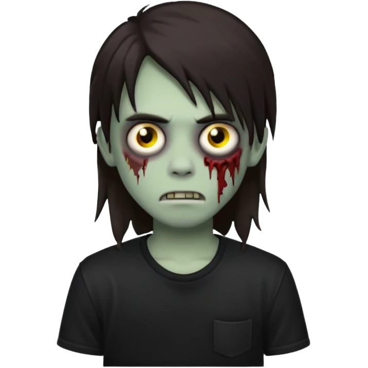 boy zombie with darkish brown long hair emo emoji