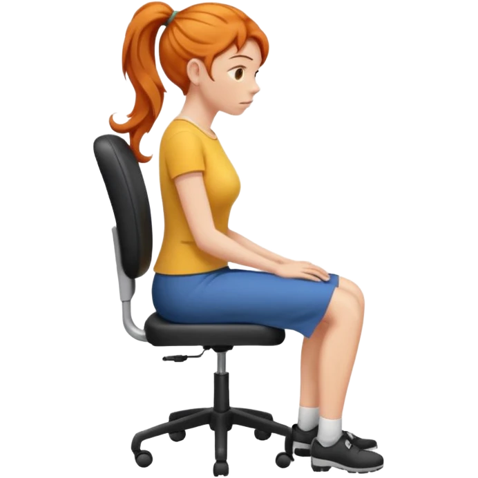 ginger woman with bad posture on chair from the side emoji