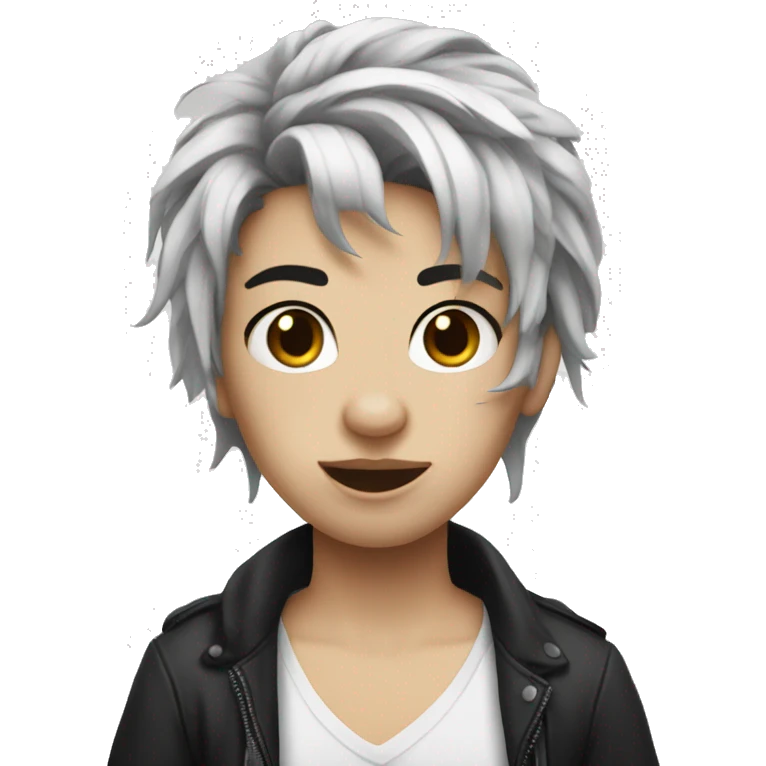 messy black hair white skin, and face piercings emoji