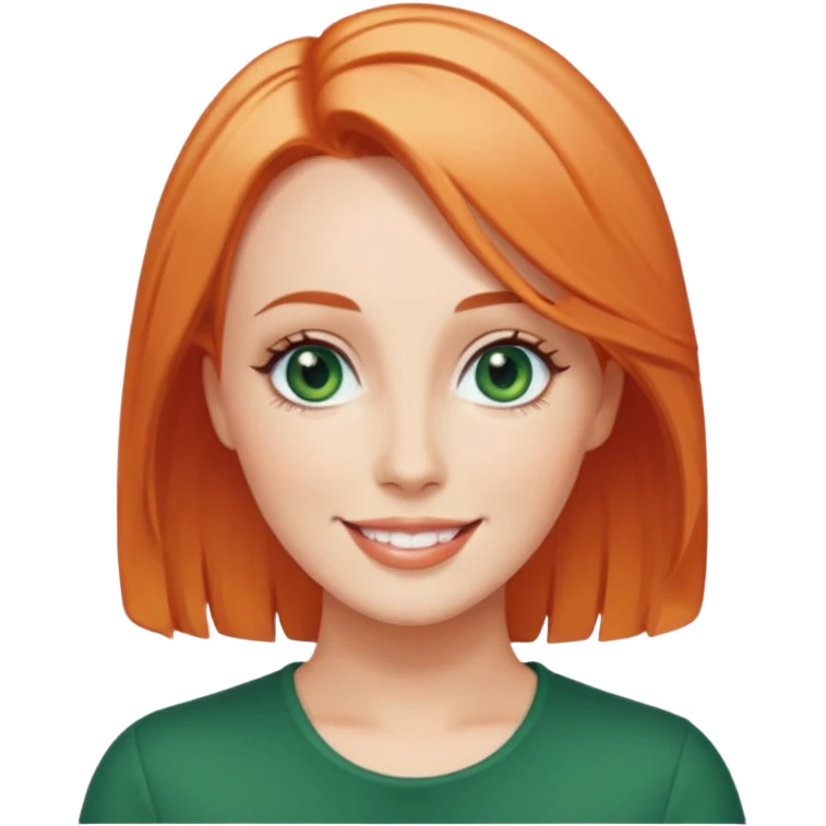 Claire Richards peach hair green eyes smile emoji