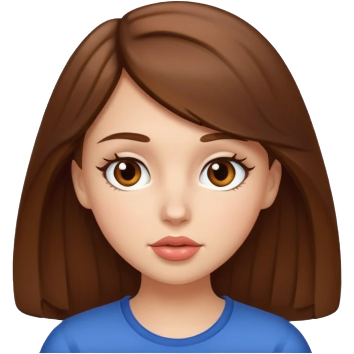 brown hair brown eyes white girl kissy face emoji