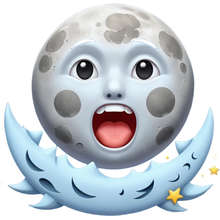 moon screaming silently while stars scatter emoji