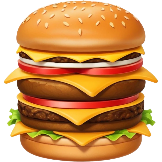 A clean and simple icon of fast food in emoji-style illustration. A burger with fries, naggets and shaverma, bright and bold colors, simple shapes, flat design, high contrast, inviting and appetizing. emoji