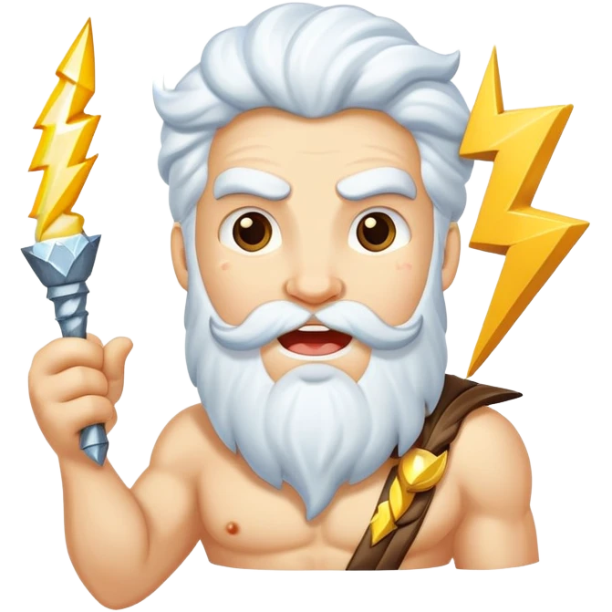 cheerful Zeus with white ice cream and lightning bolt emoji