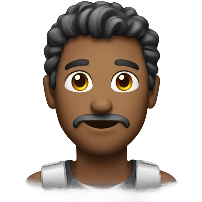 Man holding hone emoji