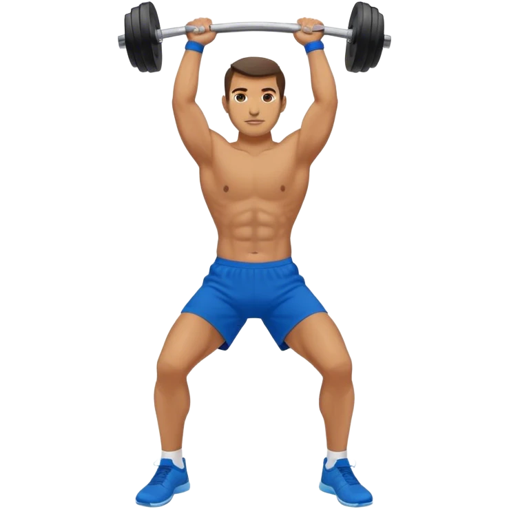blue shorts man doing kettlebell swings emoji