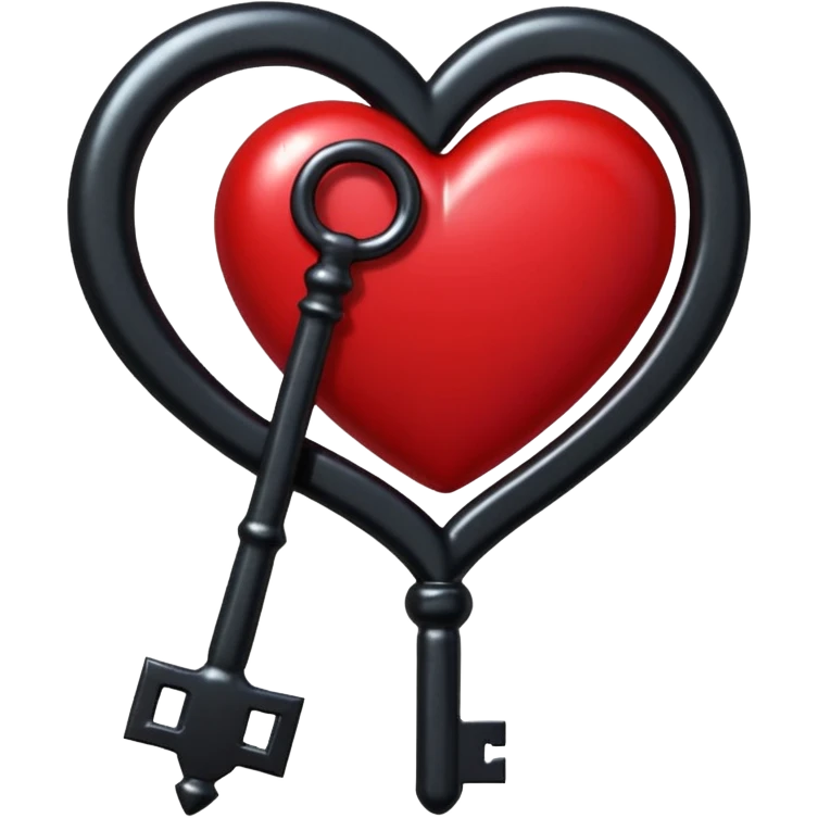 red heart with a gothic key and velvet ribbon, dark romance emoji
