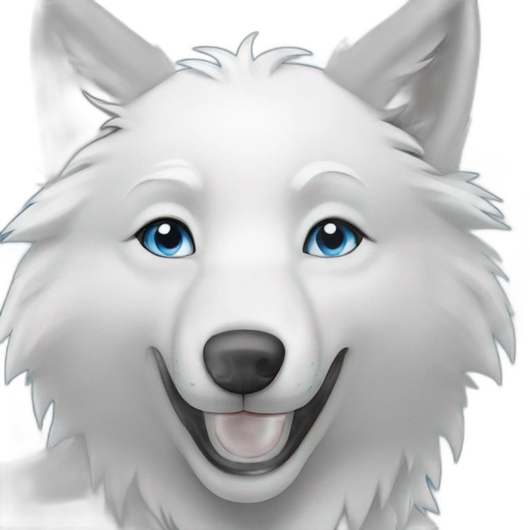 Happy White Wolf blue eyes emoji