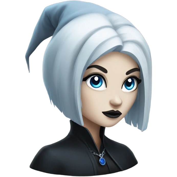Gothic witch with blue eyes and black hair emoji