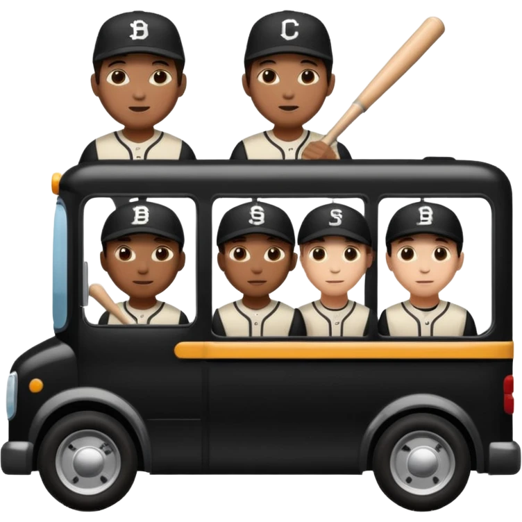 autobus de equipo llevando a egnte de basebal  y un chofer emoji