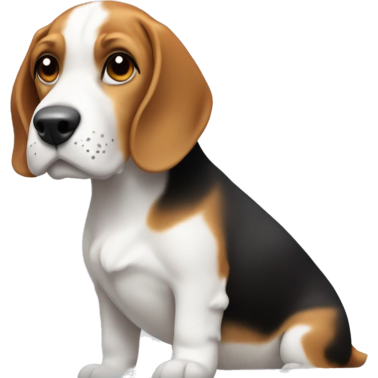 Beagle with the littlest white patch of fur by his nose and show his whole body emoji