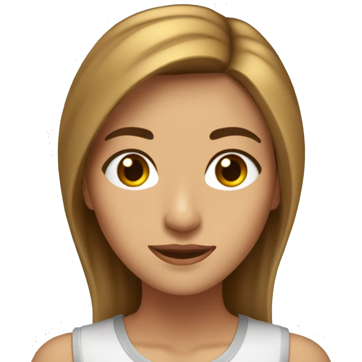 chica blanca d eiel, cono ojos marrones, con el pelo de color cereca, liso y que le llegue hasta los hombros emoji