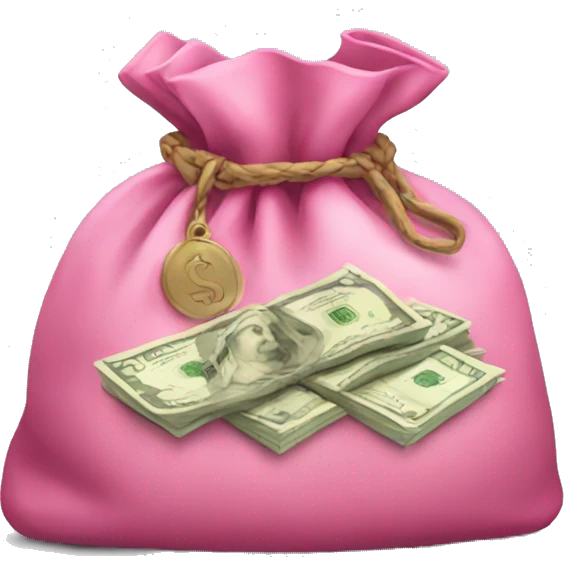 Pink bag full of money emoji