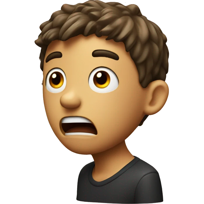 3D shocked boy, side view of face emoji