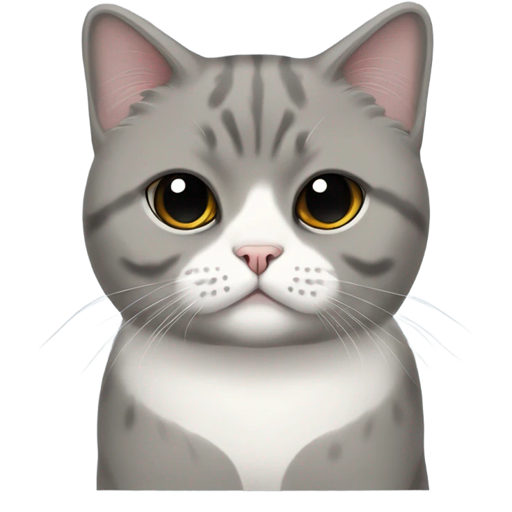 Scottish Fold cat. Black one aye and ears. One aye white.  emoji
