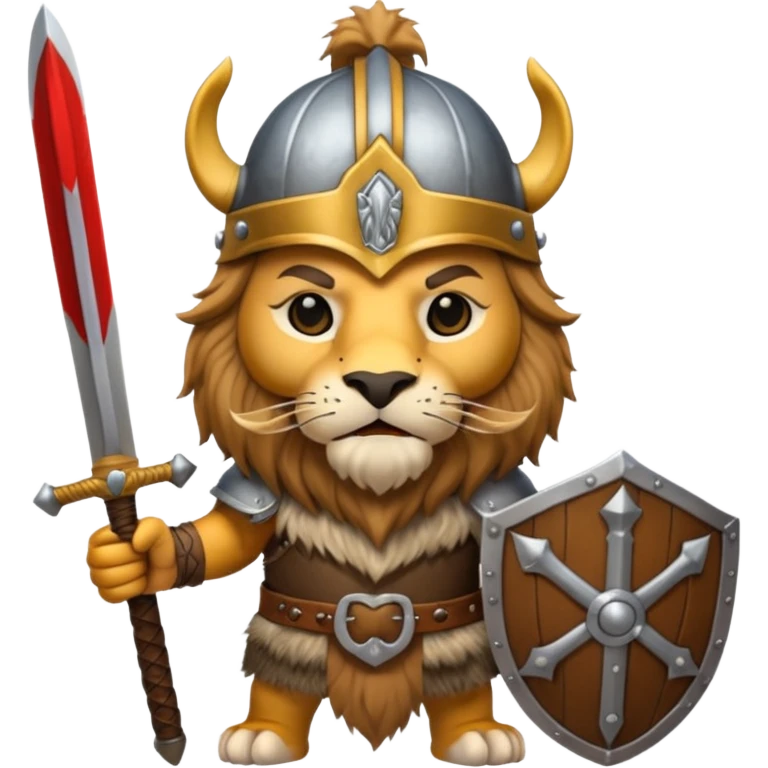 lion with viking helmet and sword behind emoji