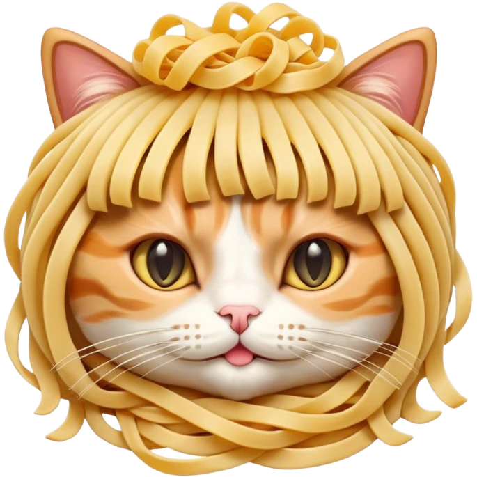 cat with pasta wig emoji