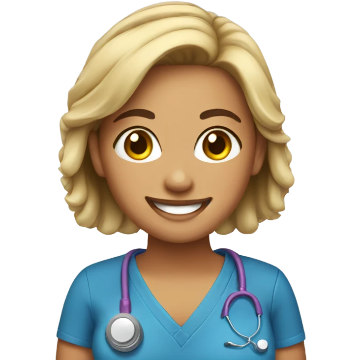 smiling girl with earrings in scrubs emoji