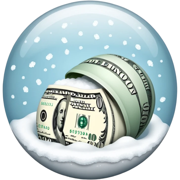 Snow ball with dollar bills  emoji