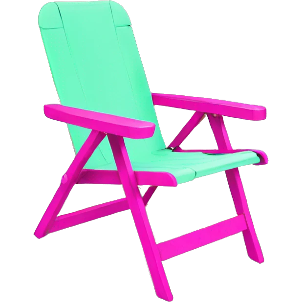 Realistic mint green and hot pink folding outdoor lawn chair. emoji