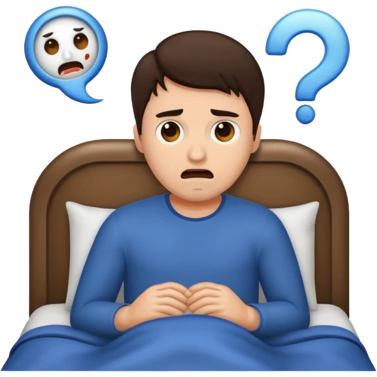 brunette man having nightmare emoji