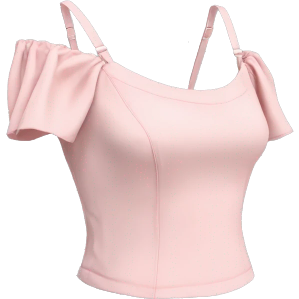 Realistic side view of an isolated pastel pink off the shoulder Short sleeve blouse with shoulder straps. emoji