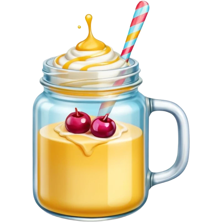 Una miniatura fotorrealista de una mantequilla corporal batida en un tarro de varios colores llamativos. Estilo: postre, arte, colores vibrantes. emoji