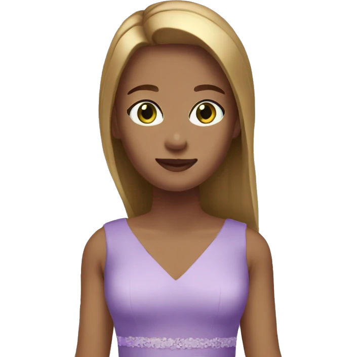 golden brown straight hair green eyes lavender dress emoji