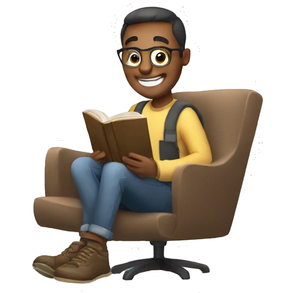 man happily reading a book emoji