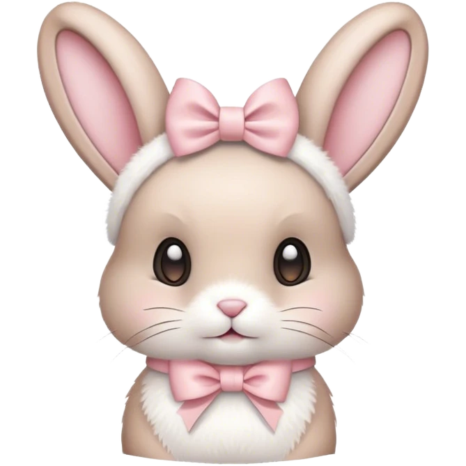 Beige bunny with a light pink bow on its head emoji