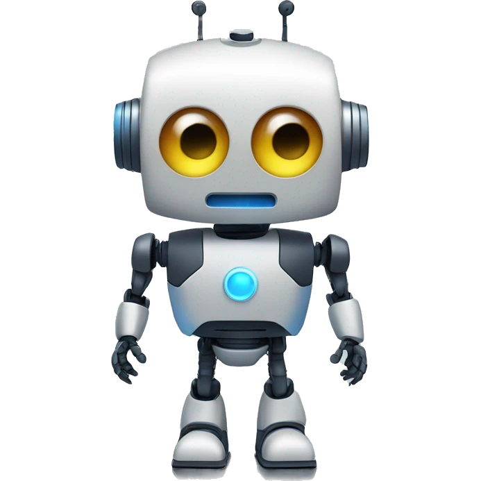 Robot with laser eyes and a blue W on its chest. emoji