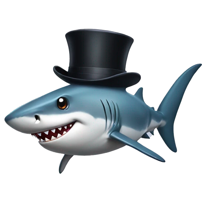 Shark with a top hat emoji