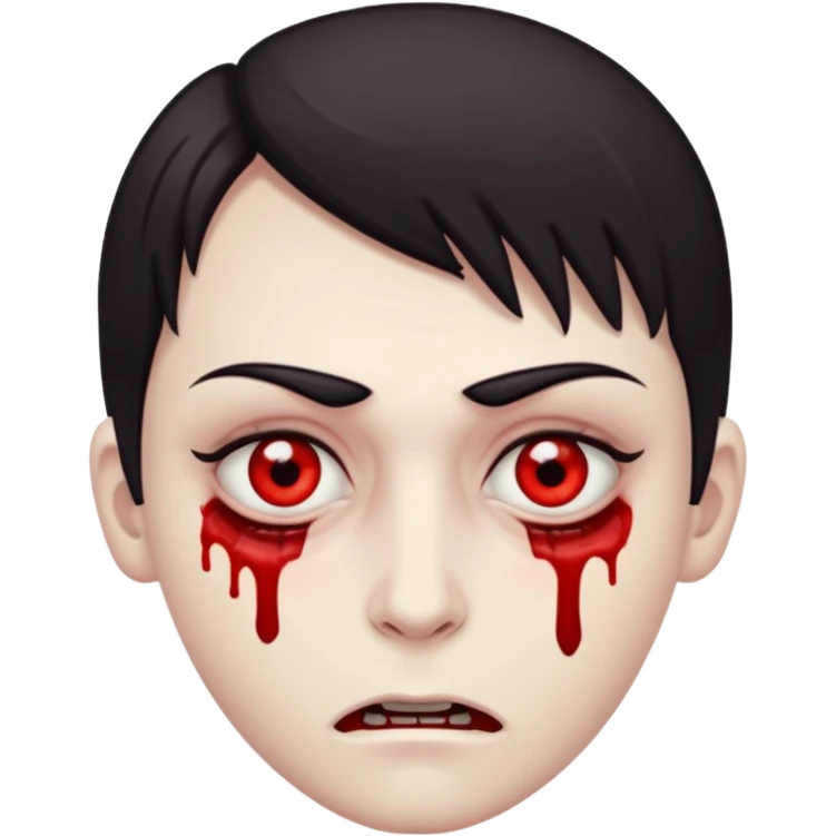tired killer, bloody eyes. 😡🫩😈 combo i want it more like regular emoji. and make it more evil emoji