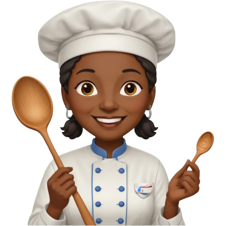 woman old  black chef with spoon emoji