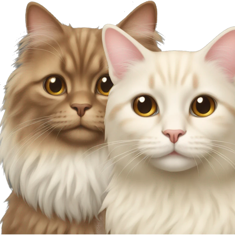 angora brown cat and cream cat emoji